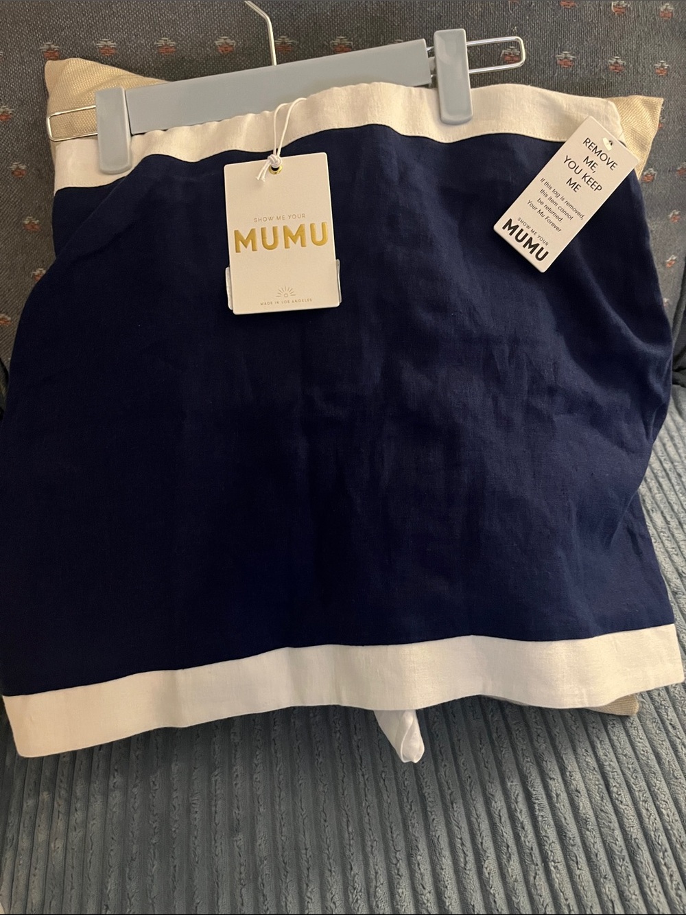 Show Me Your MuMu Navy Mini Skirt with White Bands